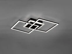 Reality Leuchten LED Deckenleuchte VENIDA Eckig Schwarz, Stufen Dimmer - 57x35cm