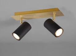 MeineWunschleuchte LED Deckenstrahler In Schwarz-Gold 2-flammig Spots Schwenkbar