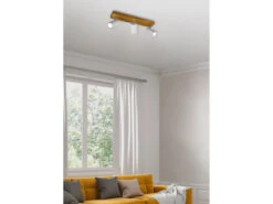 MeineWunschleuchte LED Deckenstrahler In Weiß Mit Holz 3-flammig Spots Schwenkbar -Lamp Geschaft led deckenstrahler in weiss mit holz 3 flammig spo 3