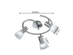 Reality Leuchten LED Deckenstrahler VISTO 3 Flammig Silber, Glas Alabaster, Rondell Ø 30cm -Lamp Geschaft led deckenstrahler visto 3 flammig silber glas ala 3