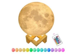GAO LED Deko Leuchte MOND USB Tischlampe Mit Holzgestell Fernbedienung & Farbwechsel -Lamp Geschaft led deko leuchte mond usb tischlampe mit holzgeste 2