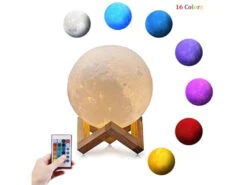 GAO LED Deko Leuchte MOND USB Tischlampe Mit Holzgestell Fernbedienung & Farbwechsel -Lamp Geschaft led deko leuchte mond usb tischlampe mit holzgeste 3