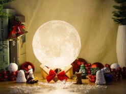 GAO LED Deko Leuchte MOND USB Tischlampe Mit Holzgestell Fernbedienung & Farbwechsel -Lamp Geschaft led deko leuchte mond usb tischlampe mit holzgeste 5
