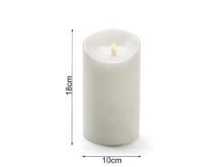 Konstsmide LED Echtwachskerze Mit 3D Flamme & Timer, Ø 10cm, Höhe 18cm, Batteriebetrieb -Lamp Geschaft led echtwachskerze mit 3d flamme timer 10cm hoehe 1 4