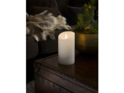 Konstsmide LED Echtwachskerze Mit 3D Flamme & Timer, Ø 10cm, Höhe 18cm, Batteriebetrieb -Lamp Geschaft led echtwachskerze mit 3d flamme timer 10cm hoehe 1 5