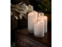 Konstsmide LED Echtwachskerze Mit 3D Flamme & Timer, Ø 10cm, Höhe 18cm, Batteriebetrieb -Lamp Geschaft led echtwachskerze mit 3d flamme timer 10cm hoehe 1 6