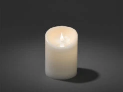 Konstsmide LED Echtwachskerze Mit Flamme & Timer, Ø 10cm, Höhe 14cm, Batteriebetrieb -Lamp Geschaft led echtwachskerze mit flamme timer 10cm hoehe 14c 2