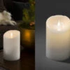 Konstsmide LED Echtwachskerze Mit Flamme & Timer, Ø 10cm, Höhe 16cm, Batteriebetrieb