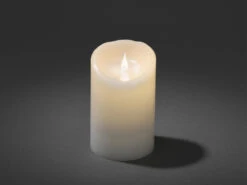 Konstsmide LED Echtwachskerze Mit Flamme & Timer, Ø 10cm, Höhe 16cm, Batteriebetrieb -Lamp Geschaft led echtwachskerze mit flamme timer 10cm hoehe 16c 2
