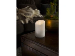 Konstsmide LED Echtwachskerze Mit Flamme & Timer, Ø 10cm, Höhe 16cm, Batteriebetrieb -Lamp Geschaft led echtwachskerze mit flamme timer 10cm hoehe 16c 5