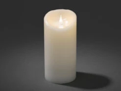 Konstsmide LED Echtwachskerze Mit Flamme & Timer, Ø 10cm, Höhe 21,5cm, Batteriebetrieb -Lamp Geschaft led echtwachskerze mit flamme timer 10cm hoehe 215 2