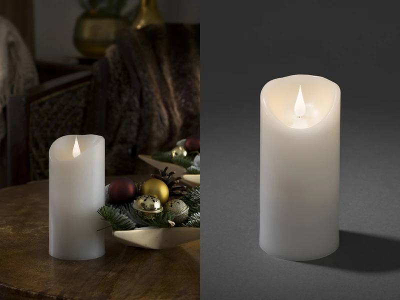 Konstsmide LED Echtwachskerze Mit Flamme & Timer, Ø 7,5cm, Höhe 15,5cm, Batteriebetrieb 1 Konstsmide LED Echtwachskerze Mit Flamme & Timer, Ø 7,5cm, Höhe 15,5cm, Batteriebetrieb