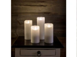 Konstsmide LED Echtwachskerze Mit Flamme & Timer, Ø 7,5cm, Höhe 17,5cm, Batteriebetrieb -Lamp Geschaft led echtwachskerze mit flamme timer 75cm hoehe 175 6