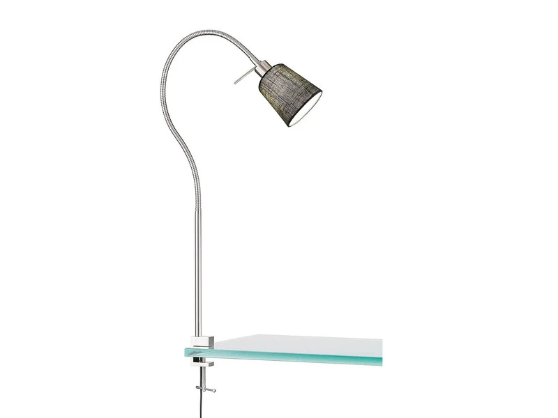 MeineWunschleuchte LED Klemmlampe Mit Leinen Lampenschirm Grau & Schwanenhals 2 MeineWunschleuchte LED Klemmlampe Mit Leinen Lampenschirm Grau & Schwanenhals – Bild 2