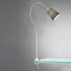 MeineWunschleuchte LED Klemmlampe Mit Leinen Lampenschirm Grau & Schwanenhals