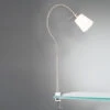 MeineWunschleuchte LED Klemmlampe Mit Leinen Lampenschirm Weiß & Schwanenhals