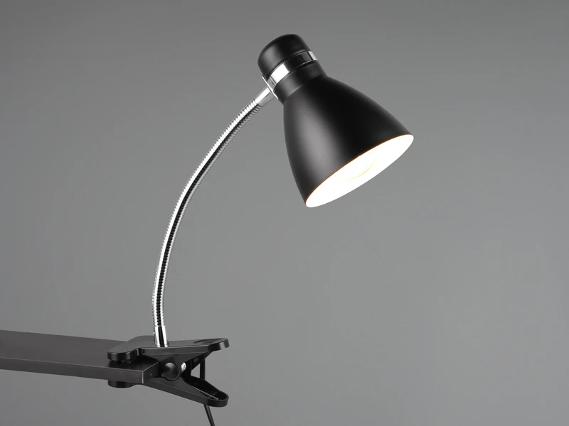 MeineWunschleuchte LED Klemmleuchte Flexibel, Chrom & Metallschirm Schwarz, 36cm 3 MeineWunschleuchte LED Klemmleuchte Flexibel, Chrom & Metallschirm Schwarz, 36cm – Bild 3
