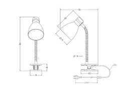 MeineWunschleuchte LED Klemmleuchte Flexibel, Chrom & Metallschirm Titan, 36cm -Lamp Geschaft led klemmleuchte flexibel chrom metallschirm titan 4