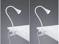 Reality Leuchten LED Klemmleuchten 2er SET 1 Flammig Kunststoff Schwanenhalslampe In Weiß