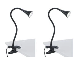 Reality Leuchten LED Klemmleuchten 2er SET 1 Flammig Schwanenhalslampe In Schwarz
