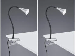 Reality Leuchten LED Klemmleuchten 2er SET 1 Flammig Schwanenhalslampe In Silber/Schwarz