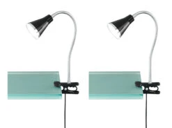 Reality Leuchten LED Klemmleuchten 2er SET 1 Flammige Kunststoff Schwanenhalslampe In Schwarz