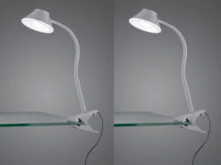 MeineWunschleuchte LED Klemmleuchten 2er Set Flexibel, Kunststoff Titanfarben, 26cm Hoch