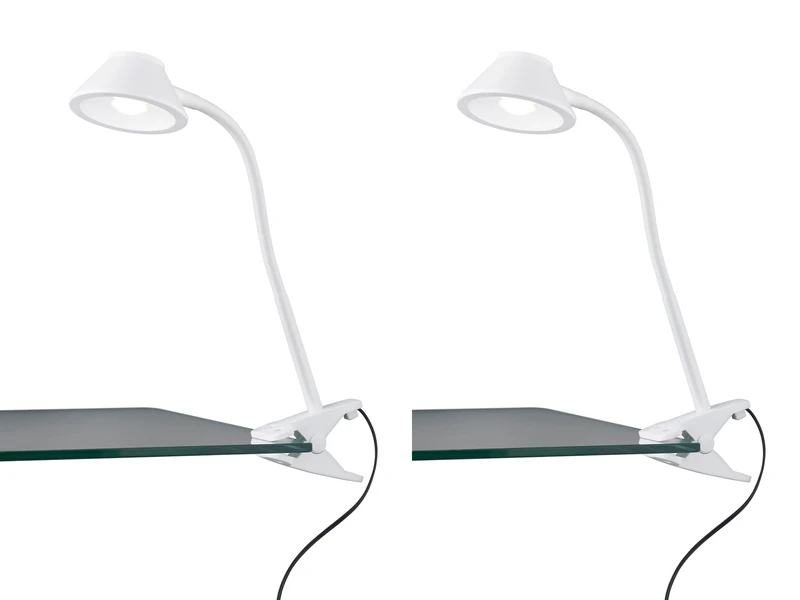 MeineWunschleuchte LED Klemmleuchten 2er Set Flexibel, Kunststoff Weiß, 26cm Hoch 2 MeineWunschleuchte LED Klemmleuchten 2er Set Flexibel, Kunststoff Weiß, 26cm Hoch – Bild 2