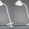 MeineWunschleuchte LED Klemmleuchten 2er Set Flexibel, Kunststoff Weiß, 26cm Hoch