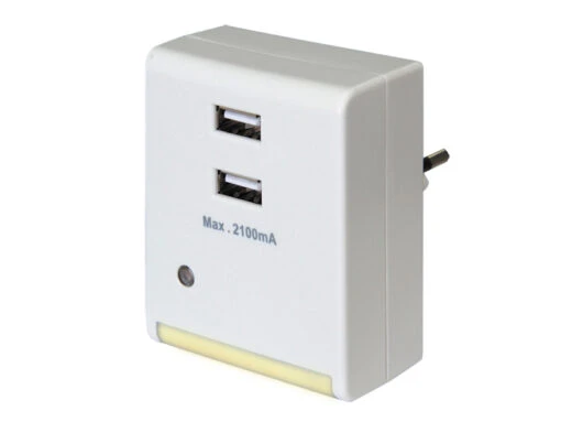 GAO LED Nachtlicht Mit 2-fach USB Ladegerät Und Dämmerungssensor -Lamp Geschaft led nachtlicht mit 2 fach usb ladegeraet und daemm