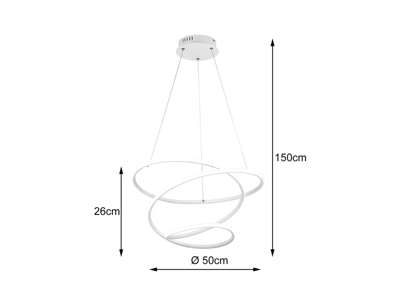 Reality Leuchten LED Pendelleuchte BOLOGNA Metall Weiß Matt 3 Stufen Dimmer Ø50cm 4 Reality Leuchten LED Pendelleuchte BOLOGNA Metall Weiß Matt 3 Stufen Dimmer Ø50cm – Bild 4