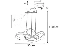 Wofi LED Pendelleuchte INDIGO In Schwarz Geschwungen, Ø 55cm 10 Wofi LED Pendelleuchte INDIGO In Schwarz Geschwungen, Ø 55cm -Lamp Geschaft led pendelleuchte indigo in schwarz geschwungen 55 4