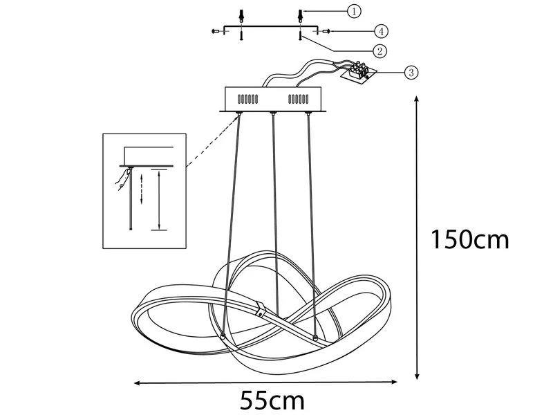 Wofi LED Pendelleuchte INDIGO In Schwarz Geschwungen, Ø 55cm 5 Wofi LED Pendelleuchte INDIGO In Schwarz Geschwungen, Ø 55cm – Bild 5