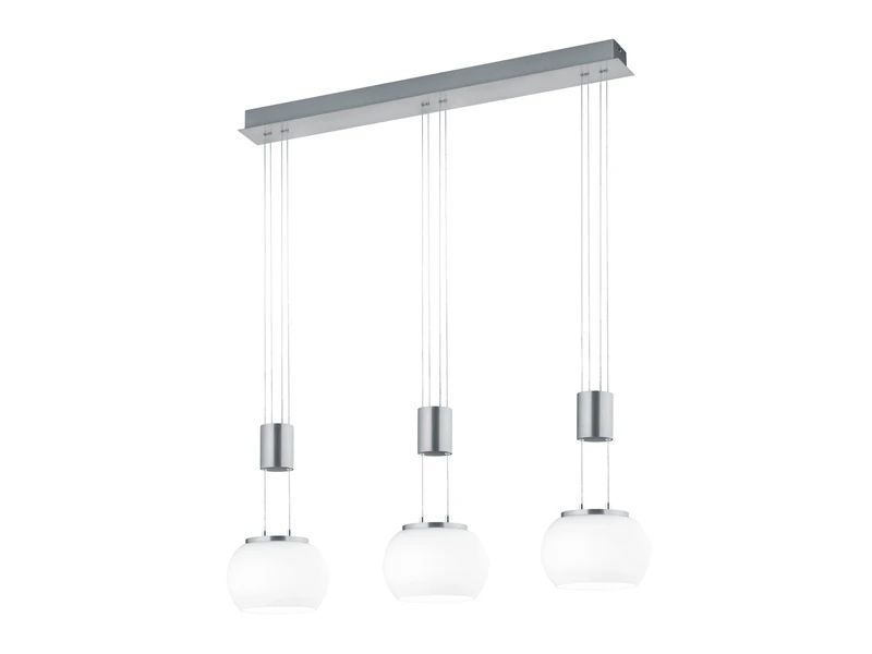 Trio Leuchten LED Pendelleuchte MADISON 3 Flammig Silber Mit Milchglas, 82cm 2 Trio Leuchten LED Pendelleuchte MADISON 3 Flammig Silber Mit Milchglas, 82cm – Bild 2