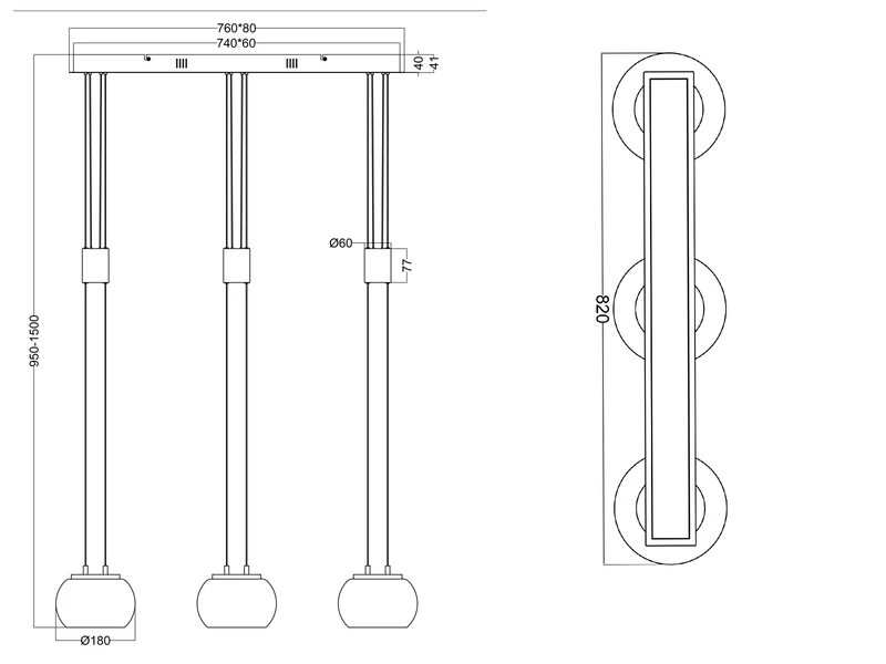 Trio Leuchten LED Pendelleuchte MADISON 3 Flammig Silber Mit Milchglas, 82cm 5 Trio Leuchten LED Pendelleuchte MADISON 3 Flammig Silber Mit Milchglas, 82cm – Bild 5