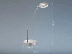 Fischer & Honsel LED Schreibtischlampe DENT Silber Mit Dimmer - Höhe 60cm -Lamp Geschaft led schreibtischlampe dent silber mit dimmer hoehe 3