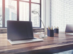 Fischer & Honsel LED Schreibtischlampe DENT Silber Mit Dimmer - Höhe 60cm -Lamp Geschaft led schreibtischlampe dent silber mit dimmer hoehe 6