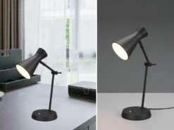 MeineWunschleuchte LED Schreibtischlampe Mit Gelenkarm Metallschirm In Schwarz, Höhe 50cm