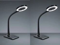 MeineWunschleuchte LED Schreibtischlampen 2er SET Schwarz Flexibel Mit Lupe, 3fach Dimmer