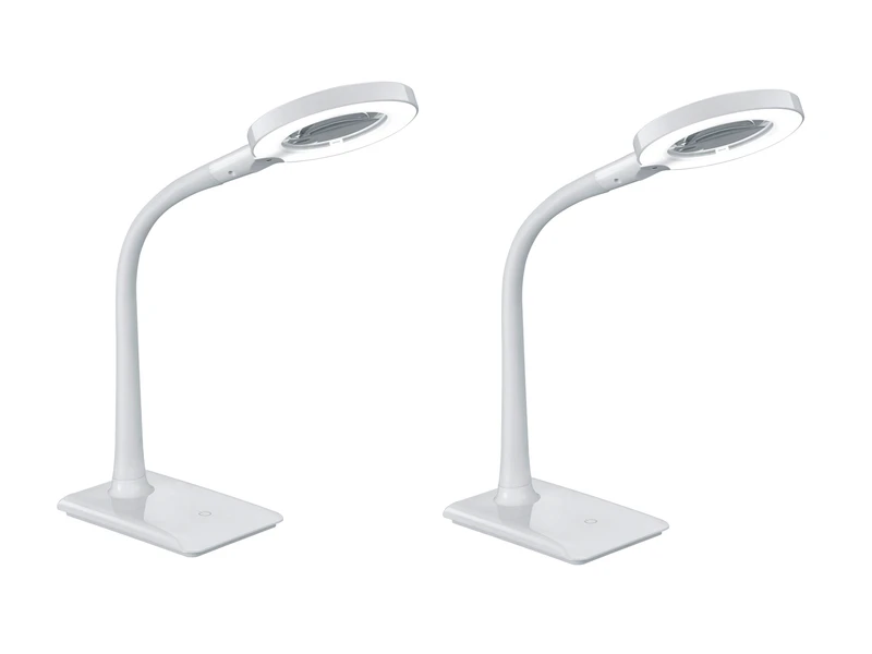 MeineWunschleuchte LED Schreibtischlampen 2er Set Weiß Flexibel Mit Lupe, 3fach Dimmer 2 MeineWunschleuchte LED Schreibtischlampen 2er Set Weiß Flexibel Mit Lupe, 3fach Dimmer – Bild 2