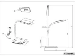 Reality Leuchten LED Schreibtischleuchte BOA In Grau Mit Flex Gelenk & 4-fach Dimmer, 36cm -Lamp Geschaft led schreibtischleuchte boa in grau mit flex gelen 4