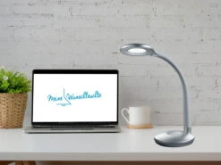 Reality Leuchten LED Schreibtischleuchte COBRA Titan, Flexgelenk & Touch Dimmer, 32cm Hoch