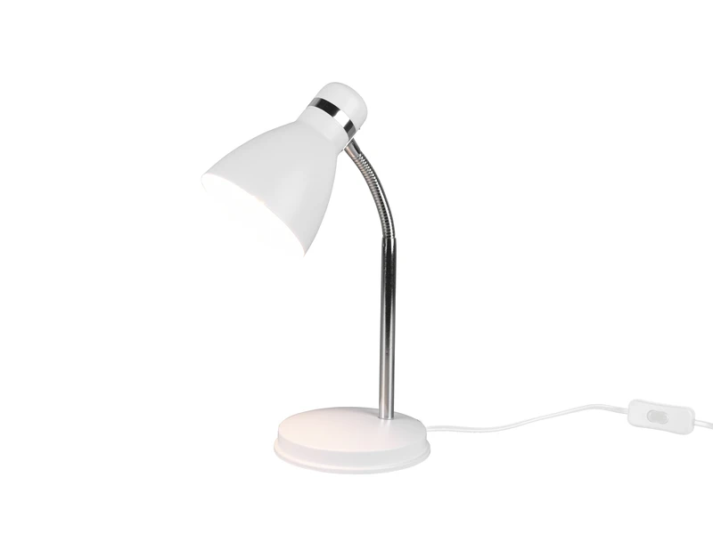 MeineWunschleuchte LED Schreibtischleuchte Flexibel, Chrom & Metallschirm Weiß, 33cm 2 MeineWunschleuchte LED Schreibtischleuchte Flexibel, Chrom & Metallschirm Weiß, 33cm – Bild 2