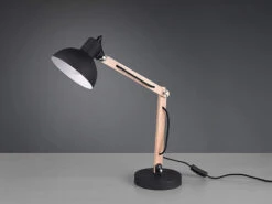 MeineWunschleuchte LED Schreibtischleuchte Holz & Metall Schwarz - Höhe 50cm -Lamp Geschaft led schreibtischleuchte holz metall schwarz hoehe 1 3