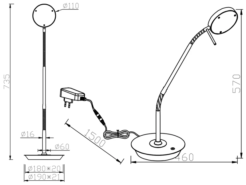 Trio Leuchten LED Schreibtischleuchte MONZA Dimmbar Mit Flexarm, Höhe 57cm, Silber 9 Trio Leuchten LED Schreibtischleuchte MONZA Dimmbar Mit Flexarm, Höhe 57cm, Silber – Bild 9