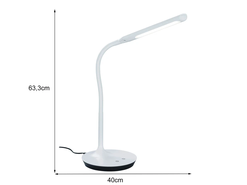 Trio Leuchten LED Schreibtischleuchte POLO Weiß Matt Dimmbar 41cm Hoch Mit Flexgelenk 3 Trio Leuchten LED Schreibtischleuchte POLO Weiß Matt Dimmbar 41cm Hoch Mit Flexgelenk – Bild 3