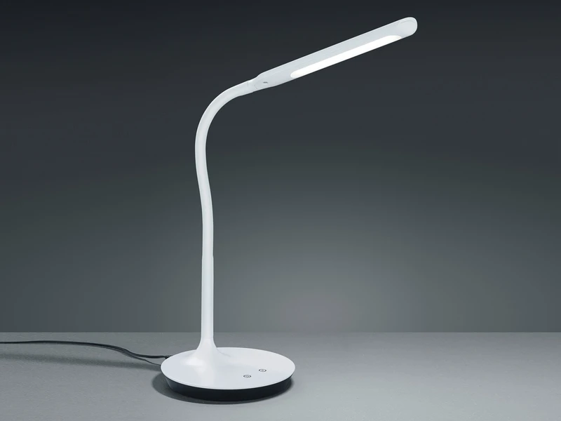 Trio Leuchten LED Schreibtischleuchte POLO Weiß Matt Dimmbar 41cm Hoch Mit Flexgelenk 1 Trio Leuchten LED Schreibtischleuchte POLO Weiß Matt Dimmbar 41cm Hoch Mit Flexgelenk