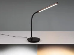 Reality Leuchten LED Schreibtischleuchte TORO Schwarz, Dimmbar & Lichtfarbe Einstellbar, 38cm