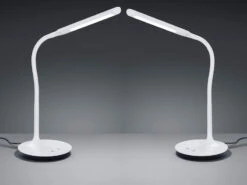 MeineWunschleuchte LED Schreibtischleuchten 2er SET Weiß, Dimmbar, Flexgelenk, 41cm Hoch