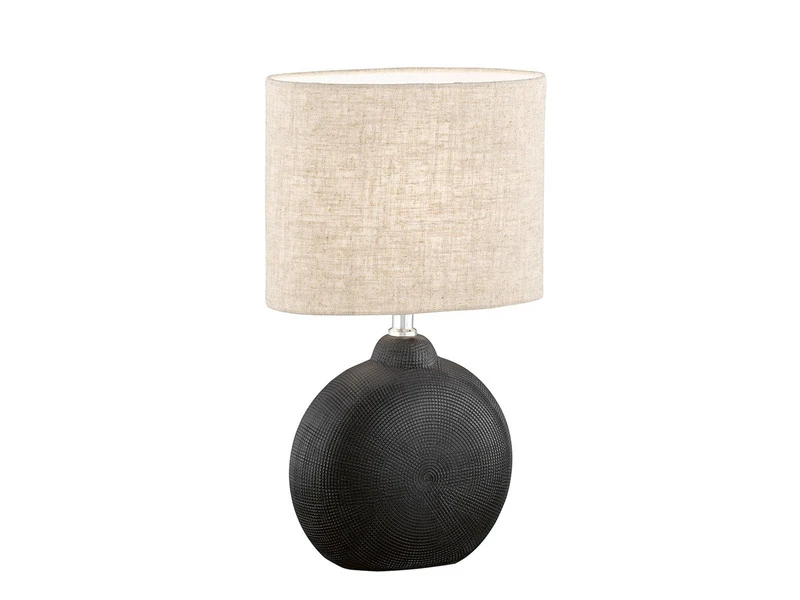 MeineWunschleuchte LED Tischlampe Mit Keramikfuß Schwarz & Lampenschirm Leinen Beige, Höhe 39cm 2 MeineWunschleuchte LED Tischlampe Mit Keramikfuß Schwarz & Lampenschirm Leinen Beige, Höhe 39cm – Bild 2